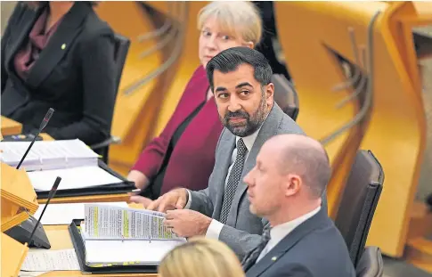 ?? ?? BUDGET BLUES: First Minister Humza Yousaf at Holyrood yesterday when he criticised health service funding.