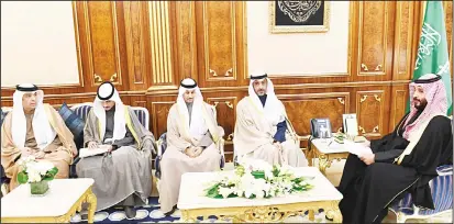  ?? KUNA photo ?? The envoy of HH the Amir, Deputy Minister of Amiri Diwan Affairs Sheikh Mohammed Abdullah Al-Mubarak Al-Sabah during a meeting with theCrown Prince of Saudi Arabia.