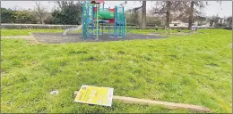  ?? (Pic: KH-d) ?? Discarded signage and clothing are amongst the items strewn around the green area and playground at Ballinwill­in, Mitchelsto­wn.