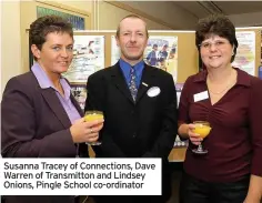  ??  ?? Susanna Tracey of Connection­s, Dave Warren of Transmitto­n and Lindsey Onions, Pingle School co-ordinator