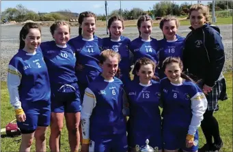  ??  ?? First year super 7s camogie champions Colaiste Bhride.