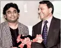  ??  ?? HARMAN Chairman President and CEO Dinesh Paliwal welcoming A.r.rahaman