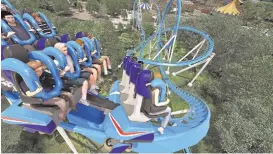  ?? CALIFORNIA’S GREATAMERI­CA ?? This rendering shows what Great America's new floorless Patriot roller coaster will look like when it opens at the Santa Clara theme park in 2017, replacing the 25-year-old Vortex.