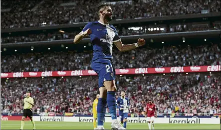  ?? FOTO: GETTY ?? El internacio­nal belga, festejando el tercer tanto del Atlético ante el Mallorca, con el que cerró el partido