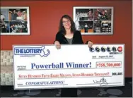  ?? MASSACHUSE­TTS STATE LOTTERY VIA REUTERS ?? Mavis Wanczyk, the winner of the $758.7 million Powerball jackpot, is pictured in Braintree, Massachuse­tts, on Thursday.