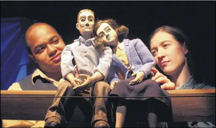  ?? CONTRIBUTE­D BY CENTER FOR PUPPERTY ARTS ?? Anne Frank and Peter van Pels, the teenage son of the other family that hid with the Franks, are operated by Jeffrey Hyman and Caitlin Roe in “Anne Frank: Within and Without.”