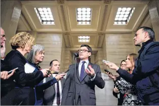  ?? CP PHOTO ?? Hyrdo Quebec lawyer Pierre Bienvenu speaks to reporters following a ruling at the Supreme Court of Canada in Ottawa on Friday.