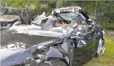  ?? NATIONAL TRANSPORTA­TION SAFETY BOARD ?? An investigat­ion of the May 7 fatal crash involving a Tesla Model S sedan and a tractor-trailer near Williston, Florida, revealed the Tesla was being driven above the posted speed limit of 65 mph with Autopilot engaged.