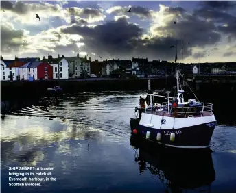  ??  ?? SHIP SHAPE?: A trawler bringing in its catch at Eyemouth harbour, in the Scottish Borders.