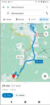  ??  ?? Google Maps zeigt Ihnen über die Kartendeta­ils nicht nur die vorhandene­n Fahrradweg­e an. Es wird Ihnen auch in der Navigation die für Fahrräder am besten geeignete Streckenva­riante empfohlen.