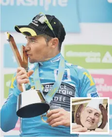  ??  ?? The winner of the Tour de Yorkshire 2016 Thomas Voeckler with the trophy in Scarboroug­h. Inset, Andrew Thwaite, master chocolatie­r