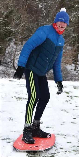  ?? Photo by Michelle Cooper Galvin ?? Sean Farndon enjoying the snowy weather at Killarney National Park, Killarney on Friday.