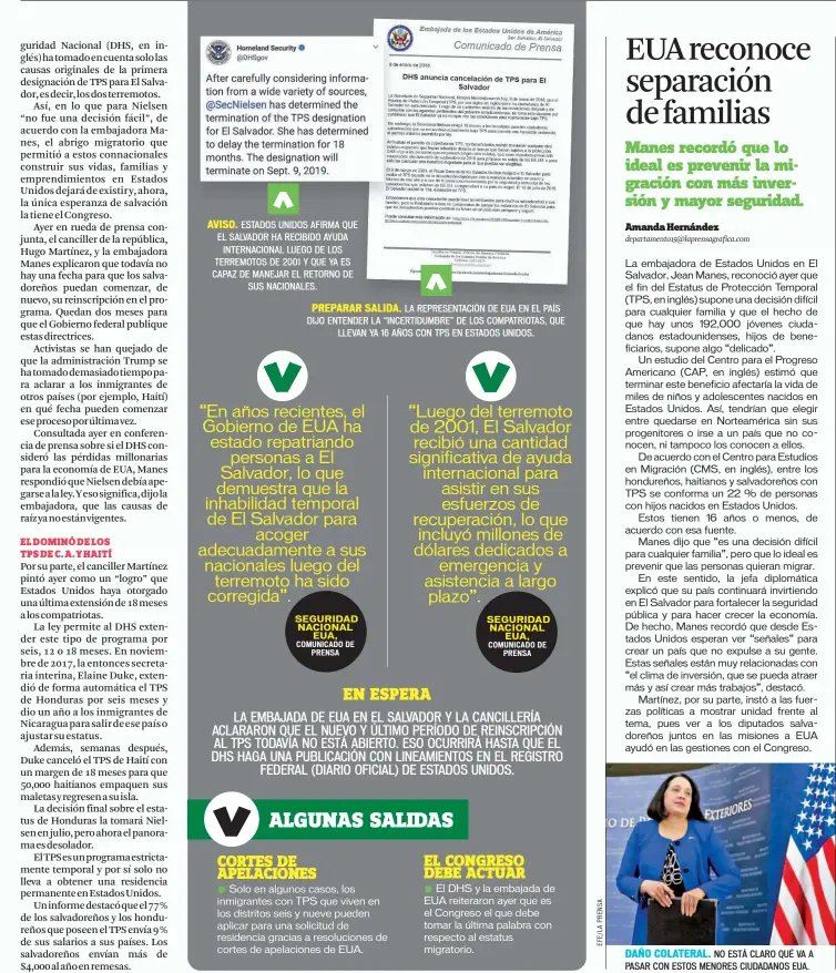  ??  ?? AVISO. ESTADOS UNIDOS AFIRMA QUE EL SALVADOR HA RECIBIDO AYUDA INTERNACIO­NAL LUEGO DE LOS TERREMOTOS DE 2001 Y QUE YA ES CAPAZ DE MANEJAR EL RETORNO DE SUS NACIONALES.
PREPARAR SALIDA. LA REPRESENTA­CIÓN DE EUA EN EL PAÍS DIJO ENTENDER LA...