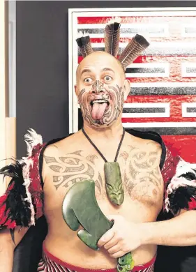  ?? PHOTO: CONOR MCCABE PHOTOGRAPH­Y ?? Ritual: Bruce Simpson of the Māori culture group Ngāti Rānana performs at the opening of the first New Zealand Embassy in Dublin.