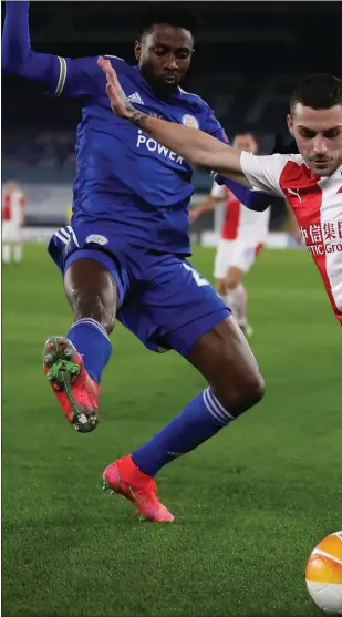  ??  ?? Nicolae Stanciu, one of Slavia Prague’s major threats at playmaker, in action against Leicester City on Thursday