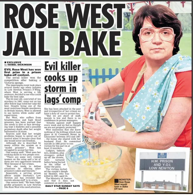  ??  ?? ■ MONSTER: How Rose West would look in Bake Off tent