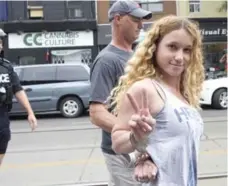  ?? LUCAS OLENIUK/TORONTO STAR ?? Police arrest Erin Goodwin, manager of Cannabis Culture, during a raid at the dispensary on Queen St. W. on Thursday afternoon. Cannabis Culture owner and marijuana activist Jodie Emery, wife to “the Prince of Pot” Marc Emery, told the Star the shop is closed, but “we do plan to reopen.”