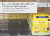  ?? RICK BOWMER/AP ?? A grocery store notice in Salt Lake City posts customer limits on baby formula Tuesday amid a national shortage caused by supply disruption­s and a safety recall.