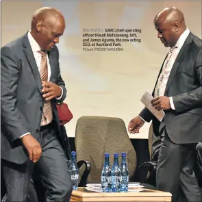  ?? Picture: FREDDY MAVUNDA ?? BIG VOICES: SABC chief operating officer Hlaudi Motsoeneng, left, and James Aguma, the new acting CEO, at Auckland Park.