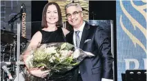 ?? TSRF ?? POWER PIC: Event honorary president Nadine Renaud-Tinker, president, RBC Quebec, and foundation president/CHUM thoracic surgery chief Dr. Pasquale Ferraro bask in the success of the Black and White Dance Party for the Thoracic Surgery Research Foundation.