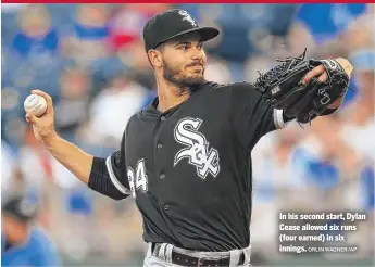  ?? ORLIN WAGNER/AP ?? In his second start, Dylan Cease allowed six runs (four earned) in six innings.