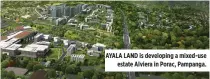  ??  ?? AYALA LAND is developing a mixed-use estate Alviera in Porac, Pampanga.