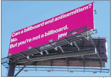  ?? Jewbelong ?? A Jewbelong antisemiti­sm billboard posted on Interstate-515 just east of Las Vegas Boulevard. Another one is located on I-15 just north of Charleston Boulevard.