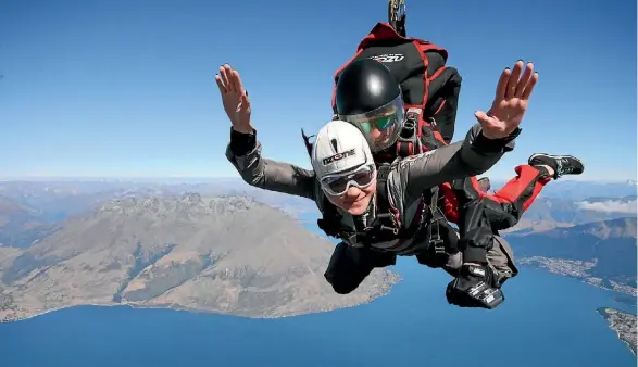  ?? N/A ?? Chinese tourist Charlie Wong ticks skydiving off her bucket list with a jump above Queenstown.