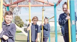  ??  ?? Left - Longwarry students (from left) Will van der Heyden, Cooper Morris, Brielle Berryman, Livia Pask enjoyed being back on the playground at school.