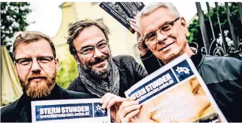  ?? RP-FOTO: ANDREAS BRETZ ?? Freuen sich auf die erstmals veranstalt­eten Sternstund­en (von links): Stephan Scharf, Kai Dam-Jonas und Dirk Holthaus.