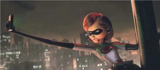  ?? DISNEY/PIXAR ?? Elastigirl/Helen Parr (voiced by Holly Hunter) reaches new heights, saving the day and acting as the face of the supers in “Incredible­s 2.”