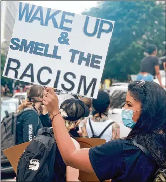  ??  ?? Kaysey Clayton, 26, attended protests May 29 at Centennial Olympic Park in downtown Atlanta. “People were extremely angry,” said Clayton, who works for a nonprofit in Atlanta.