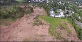  ?? PHOTO COURTESY OF NEW HANOVER TOWNSHIP ?? This photo, taken from a drone, shows some of the 26 acres of land cleared by the developers of the proposed Town Center.