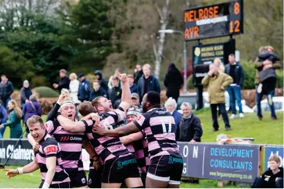  ?? Photograph: SNS ?? Ayr celebrate their hard-won success after losing the final 12 months ago