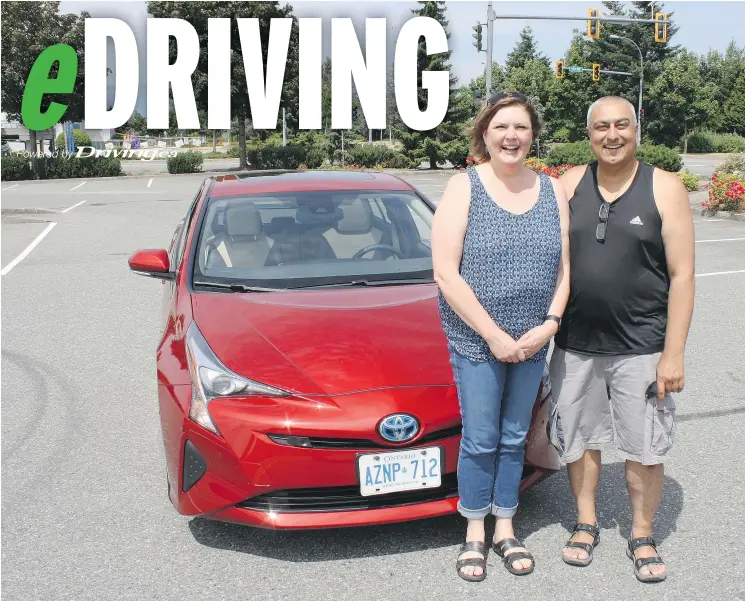  ?? ANDREW MCCREDIE/DRIVING. ?? Susan Dalip was joined on her drive by her husband Don, yet got the best fuel economy score of the Province’s four Hyper Miler Challenge participan­ts.