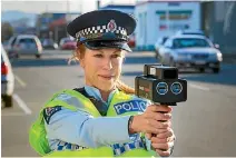  ?? PHOTO: MYTCHALL BRANSGROVE/ FAIRFAX NZ ?? Constable Miriam Phiskie keeps an eye out for Timaru speedsters.