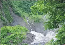  ?? PHOTOS BY SHI WENZHI / CHINA DAILY ?? From left: An icy trickle near the Mingyong glacier; Baima Dengzhu and his wife live in the foothills; a forested path that leads to the glacier.