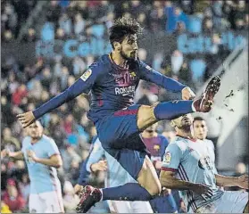  ?? FOTO: PERE PUNTÍ ?? André Gomes disputó uno de sus mejores partidos como azulgrana en Balaídos