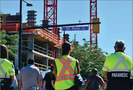  ?? JOHN McDONALD/The Daily Courier ?? More than 200 people attended a memorial marking the one-year anniversar­y of a deadly crane collapse in downtown Kelowna.