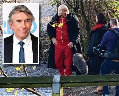  ?? ?? ● Steve Coogan (inset )as Jimmy Savile during filming for BBC drama The Reckoning