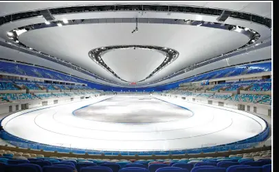  ?? Photo: IC ?? ◀ Right: The National Speed Skating Oval in Beijing is ready for its testing matches.