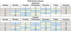  ?? Stamford Public Schools reopening plan ?? A screenshot of the proposed schedule for students in Stamford public schools under a hybrid model for the fall. Students will be split into blue and green groups, and attend in person, every-other-day.