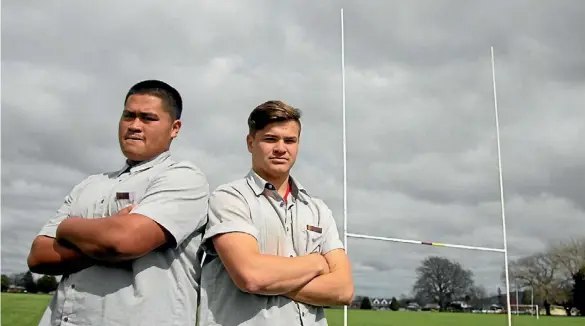  ?? LAWRENCE GULLERY ?? Matamata College students Caine Hohepa and Rhys Dickinson, selected for the Waikato U16s and NZ Harlequin U17s rugby teams respective­ly.