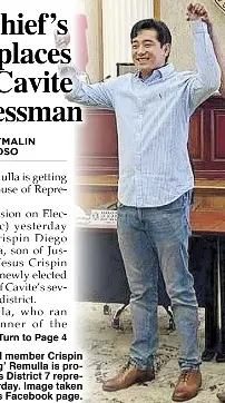 DOJ chief’s son replaces pa as Cavite congressma­n - PressReader