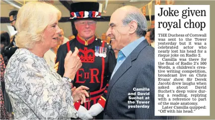  ??  ?? Camilla and David Suchet at the Tower yesterday