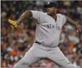  ?? ERIC CHRISTIAN SMITH — THE ASSOCIATED PRESS ?? New York Yankees starting pitcher CC Sabathia winds up during the third inning of a game against the Houston Astros on Tuesday in Houston.