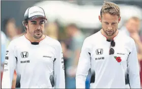 ?? FOTO: GETTY ?? Fernando Alonso y Jenson Button, compañeros en McLaren en 2015 y 2016