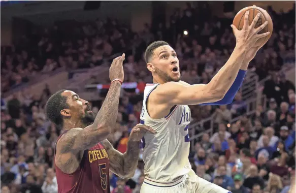  ?? BILL STREICHER/USA TODAY SPORTS ?? The 76ers’ Ben Simmons, right, averaged 15.8 points, 8.1 rebounds and 8.2 assists this season.