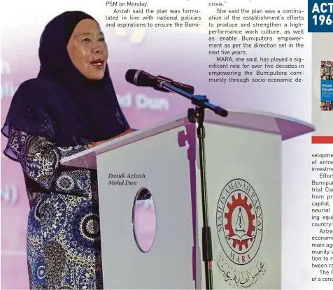  ??  ?? Datuk Azizah Mohd Dun