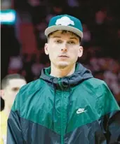  ?? JOHN MCCALL/SOUTH FLORIDA SUN SENTINEL ?? Tyler Herro walks the sideline during the Heat’s game against the Nuggets at Kaseya Center on March 13 in Miami.